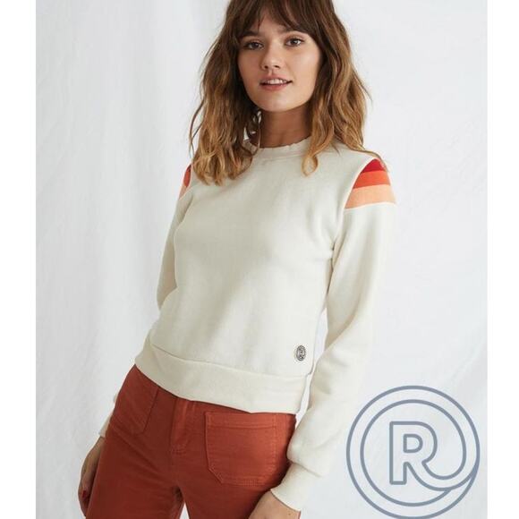 $88 Marine Layer Re-Spun Banks Cream Crewneck Sweatshirt Orange Yellow XL - Picture 1 of 5